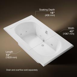 Kohler Memoirs 72'' x 42'' drop-in whirlpool bath - White - image 3