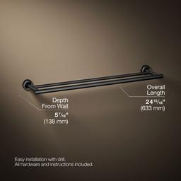 Kohler Purist 24'' Double towel bar - Matte Black - image 3