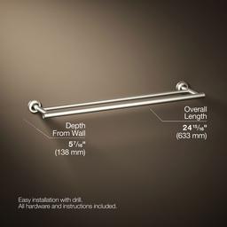 Kohler Purist 24'' Double towel bar - Vibrant Brushed Nickel - image 3