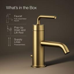 Kohler Purist Single-handle bathroom sink faucet with Straight Lever handle, 1.2 gpm - Vibrant Brushed Moderne Brass - image 2