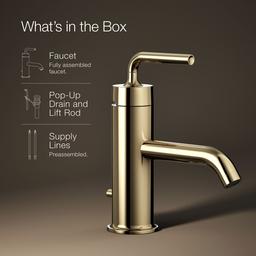 Kohler Purist Single-handle bathroom sink faucet with Straight Lever handle, 1.2 gpm - Vibrant French Gold - image 2