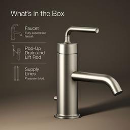 Kohler Purist Single-handle bathroom sink faucet with Straight Lever handle, 1.2 gpm - Vibrant Brushed Nickel - image 2