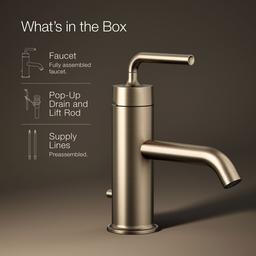 Kohler Purist Single-handle bathroom sink faucet with Straight Lever handle, 1.2 gpm - Vibrant Brushed Bronze - image 2