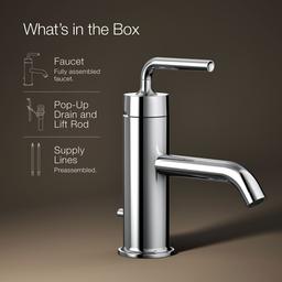 Kohler Purist Single-handle bathroom sink faucet with Straight Lever handle, 1.2 gpm - Polished Chrome - image 2