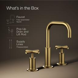 Kohler Purist Widespread bathroom sink faucet with Cross handles, 1.2 gpm - Vibrant Brushed Moderne Brass - image 2