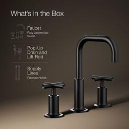Kohler Purist Widespread bathroom sink faucet with Cross handles, 1.2 gpm - Matte Black - image 2