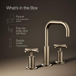 Kohler Purist Widespread bathroom sink faucet with Cross handles, 1.2 gpm - Vibrant Brushed Bronze - image 2