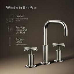 Kohler Purist Widespread bathroom sink faucet with Cross handles, 1.2 gpm - Vibrant Polished Nickel - image 2