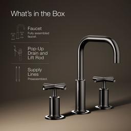 Kohler Purist Widespread bathroom sink faucet with Cross handles, 1.2 gpm - Vibrant Titanium - image 2