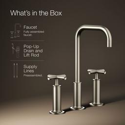 Kohler Purist Widespread bathroom sink faucet with Cross handles, 1.2 gpm - Vibrant Brushed Nickel - image 1