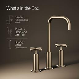 Kohler Purist Widespread bathroom sink faucet with Cross handles, 1.2 gpm - Vibrant Brushed Bronze - image 1