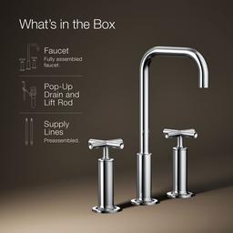 Kohler Purist Widespread bathroom sink faucet with Cross handles, 1.2 gpm - Polished Chrome - image 2