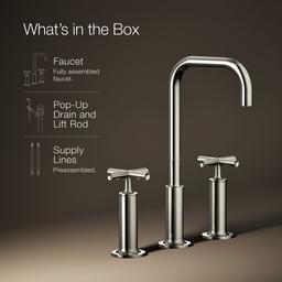 Kohler Purist Widespread bathroom sink faucet with Cross handles, 1.2 gpm - Vibrant Polished Nickel - image 2