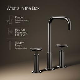 Kohler Purist Widespread bathroom sink faucet with Cross handles, 1.2 gpm - Vibrant Titanium - image 2