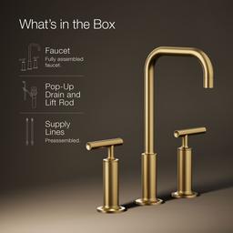 Kohler Purist Widespread bathroom sink faucet with Lever handles, 1.2 gpm - Vibrant Brushed Moderne Brass - image 2