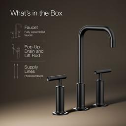 Kohler Purist Widespread bathroom sink faucet with Lever handles, 1.2 gpm - Matte Black - image 2