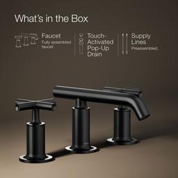 Kohler Purist Widespread bathroom sink faucet with Cross handles, 1.2 gpm - Matte Black - image 2
