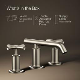 Kohler Purist Widespread bathroom sink faucet with Cross handles, 1.2 gpm - Vibrant Brushed Nickel - image 2