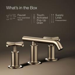 Kohler Purist Widespread bathroom sink faucet with Cross handles, 1.2 gpm - Vibrant Brushed Bronze - image 2