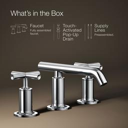 Kohler Purist Widespread bathroom sink faucet with Cross handles, 1.2 gpm - Polished Chrome - image 2