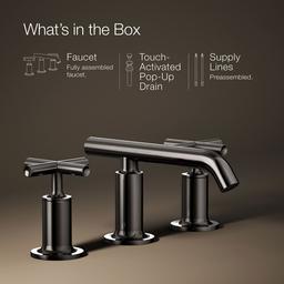 Kohler Purist Widespread bathroom sink faucet with Cross handles, 1.2 gpm - Vibrant Titanium - image 2