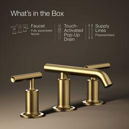 Kohler Purist Widespread bathroom sink faucet with Lever handles, 1.2 gpm - Vibrant Brushed Moderne Brass - image 2