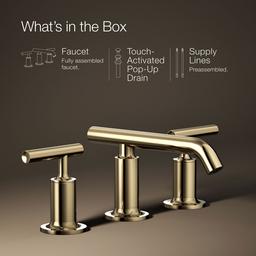 Kohler Purist Widespread bathroom sink faucet with Lever handles, 1.2 gpm - Vibrant French Gold - image 2