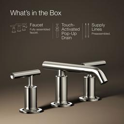 Kohler Purist Widespread bathroom sink faucet with Lever handles, 1.2 gpm - Vibrant Polished Nickel - image 2