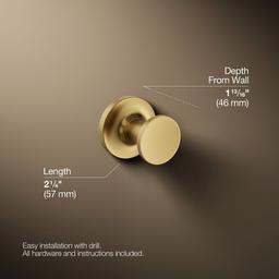 Kohler Purist Robe hook - Vibrant Brushed Moderne Brass - image 3