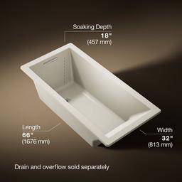 Kohler Underscore 66'' x 32'' drop-in bath - Biscuit - image 3