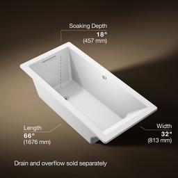 Kohler Underscore 66'' x 32'' drop-in bath with Bask heated surface - White - image 3