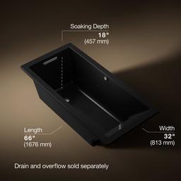 Kohler Underscore 66'' x 32'' drop-in bath with Bask heated surface - Black - image 3