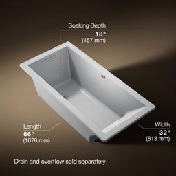 Kohler Underscore 66'' x 32'' drop-in bath with Bask heated surface - Ice Grey - image 3