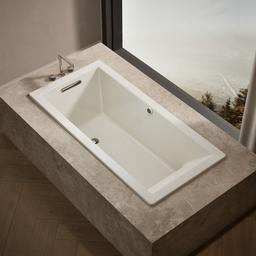 Kohler Underscore 66'' x 32'' drop-in bath with Bask heated surface - Biscuit - image 2