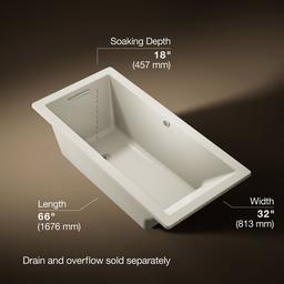 Kohler Underscore 66'' x 32'' drop-in bath with Bask heated surface - Biscuit - image 3