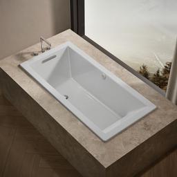 Kohler Underscore 66'' x 32'' drop-in Heated BubbleMassageE air bath with Bask heated surface - White - image 2