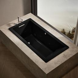 Kohler Underscore 66'' x 32'' drop-in Heated BubbleMassageE air bath with whirlpool - Black - image 2