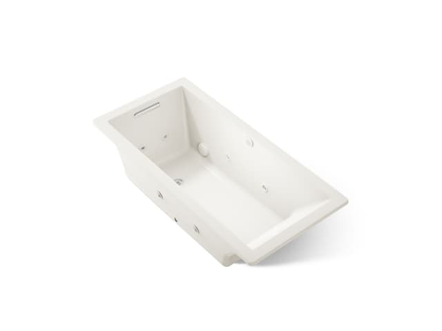 Kohler Underscore 66'' x 32'' drop-in Heated BubbleMassageE air bath with whirlpool - Biscuit