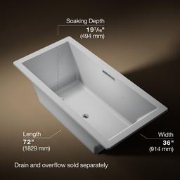 Kohler Underscore 72'' x 36'' drop-in bath with Bask heated surface - Ice Grey - image 3