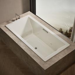 Kohler Underscore 72'' x 36'' drop-in heated whirlpool bath - Biscuit - image 2