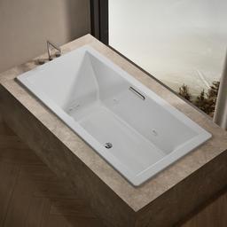 Kohler Underscore 72'' x 36'' drop-in Heated BubbleMassageE air bath with whirlpool - White - image 2