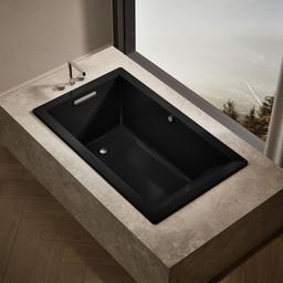 Kohler Underscore 60'' x 36'' drop-in bath with Bask heated surface - Black - image 2