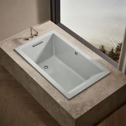 Kohler Underscore 60'' x 36'' drop-in bath with Bask heated surface - Ice Grey - image 2