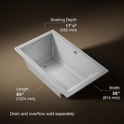 Kohler Underscore 60'' x 36'' drop-in bath with Bask heated surface - Ice Grey - image 3