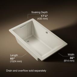 Kohler Underscore 60'' x 36'' drop-in bath with Bask heated surface - Biscuit - image 3
