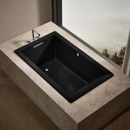 Kohler Underscore 60'' x 36'' drop-in Heated BubbleMassageE air bath - Black - image 2