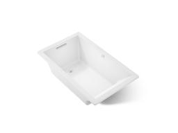Kohler Underscore 60'' x 36'' drop-in Heated BubbleMassageE air bath with Bask heated surface - White - image 1