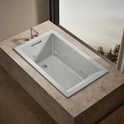 Kohler Underscore 60'' x 36'' drop-in heated whirlpool bath - Ice Grey - image 2