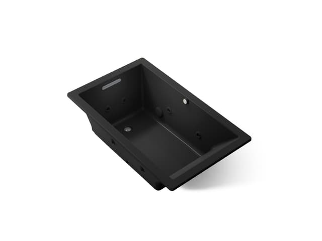 Kohler Underscore 60'' x 36'' drop-in Heated BubbleMassageE air bath with whirlpool - Black