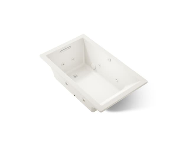 Kohler Underscore 60'' x 36'' drop-in Heated BubbleMassageE air bath with whirlpool - Biscuit